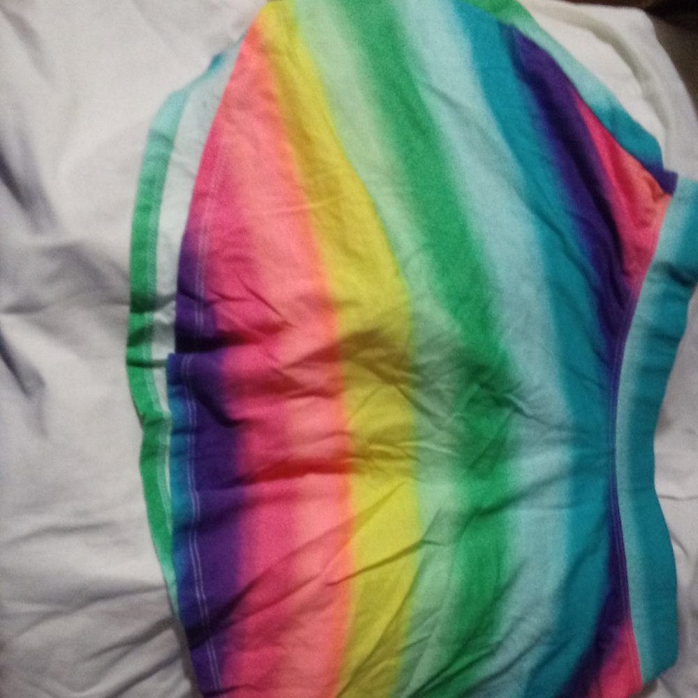 Multi color rainbow striped kids skort